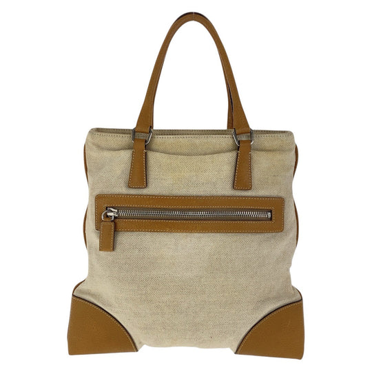 PRADA Handbag canvas beige Triangle With logo