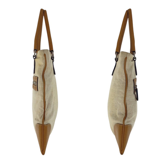 PRADA Handbag canvas beige Triangle With logo