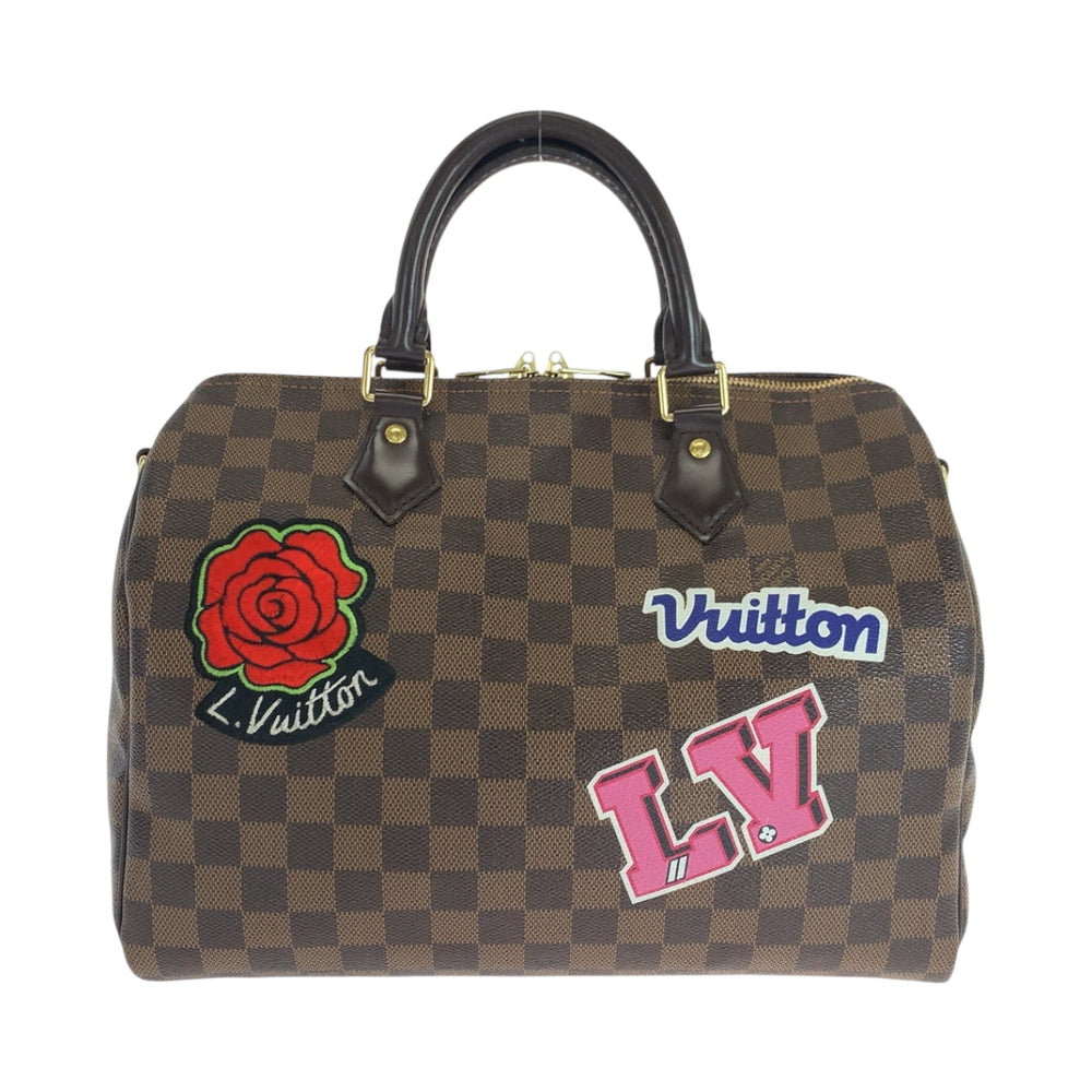 LOUIS VUITTON Handbag N40060 PVC Brown Multicolor Gold Metal Damier Speedy 30 Bandouliere Patches