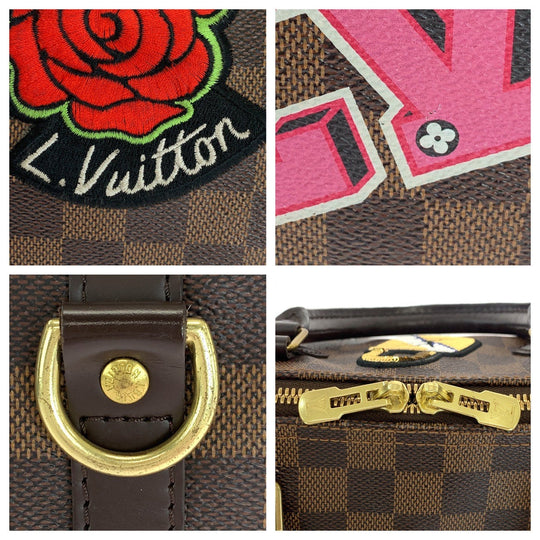 LOUIS VUITTON Handbag N40060 PVC Brown Multicolor Gold Metal Damier Speedy 30 Bandouliere Patches