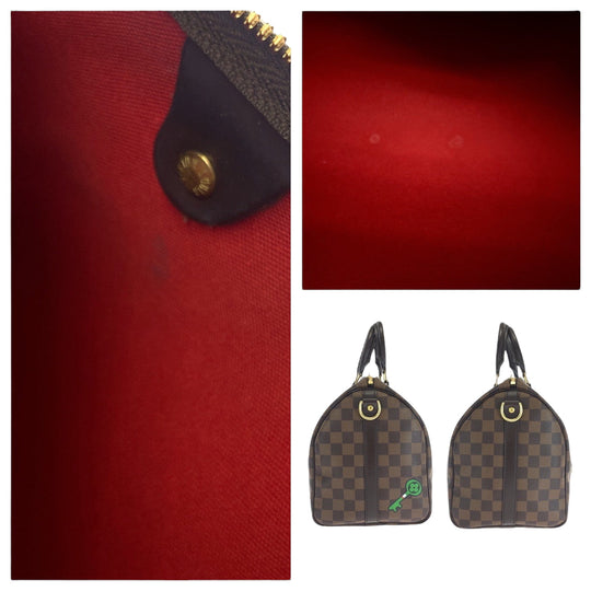 LOUIS VUITTON Handbag N40060 PVC Brown Multicolor Gold Metal Damier Speedy 30 Bandouliere Patches