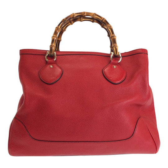 GUCCI Tote Bag 282317 leather Red Tote Bag handbag Bamboo Women Used Authentic