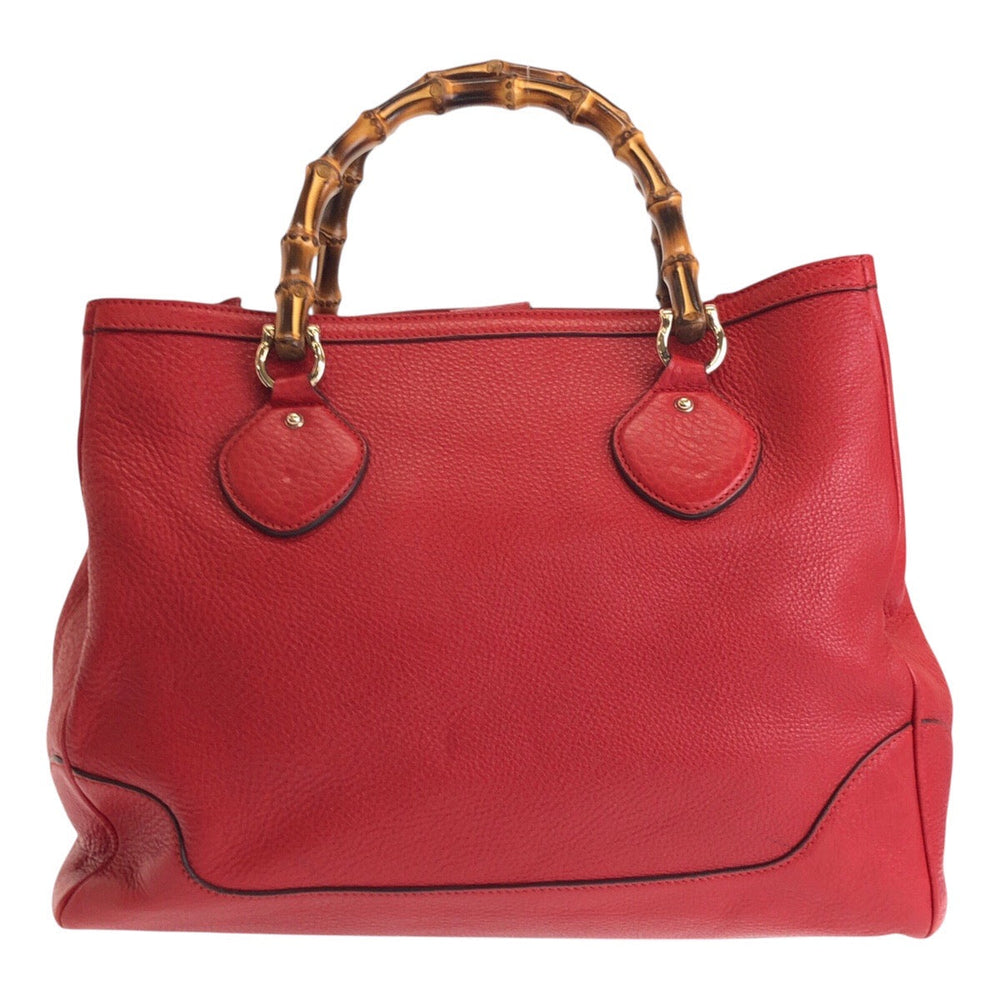 GUCCI Tote Bag 282317 leather Red Tote Bag handbag Bamboo Women Used Authentic