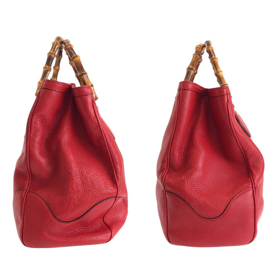 GUCCI Tote Bag 282317 leather Red Tote Bag handbag Bamboo Women Used Authentic