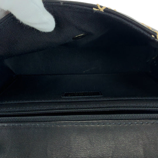 CHANEL Shoulder Bag lambskin Black GoldMetal Wild stitch COCO Mark Turnlock