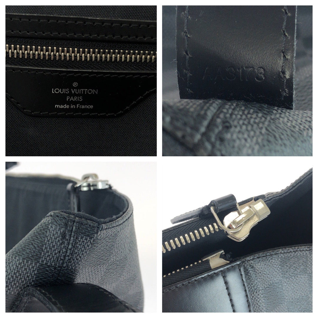 LOUIS VUITTON Boston Duffel bag N41164 PVC Black Black Gray SilverMetal Boston Duffel bag Shoulder Bag 2way Damier Graphite Neo Greenwich mens(Unisex) Used Authentic