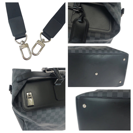 LOUIS VUITTON Boston Duffel bag N41164 PVC Black Black Gray SilverMetal Boston Duffel bag Shoulder Bag 2way Damier Graphite Neo Greenwich mens(Unisex) Used Authentic