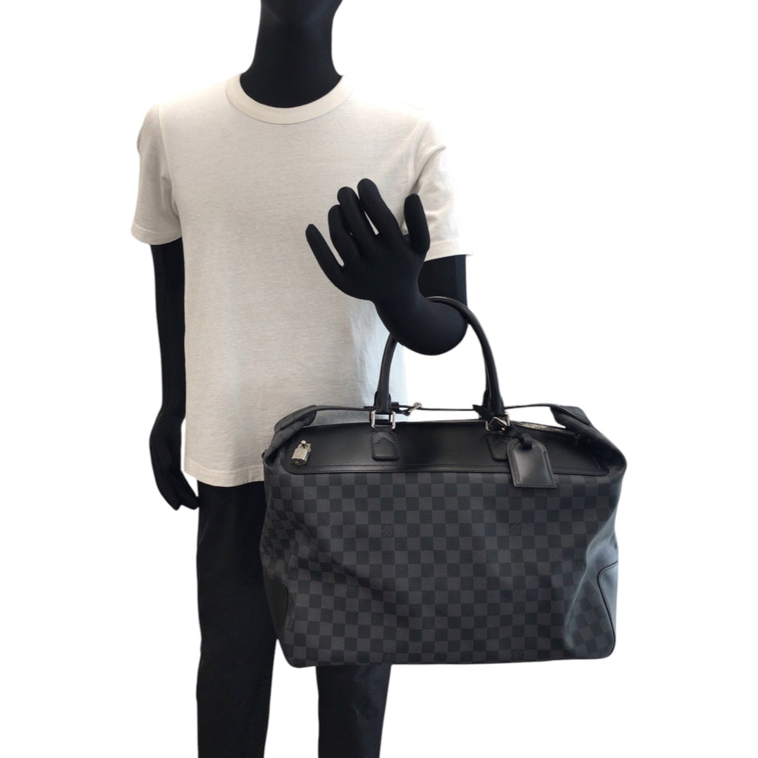 LOUIS VUITTON Boston Duffel bag N41164 PVC Black Black Gray SilverMetal Boston Duffel bag Shoulder Bag 2way Damier Graphite Neo Greenwich mens(Unisex) Used Authentic
