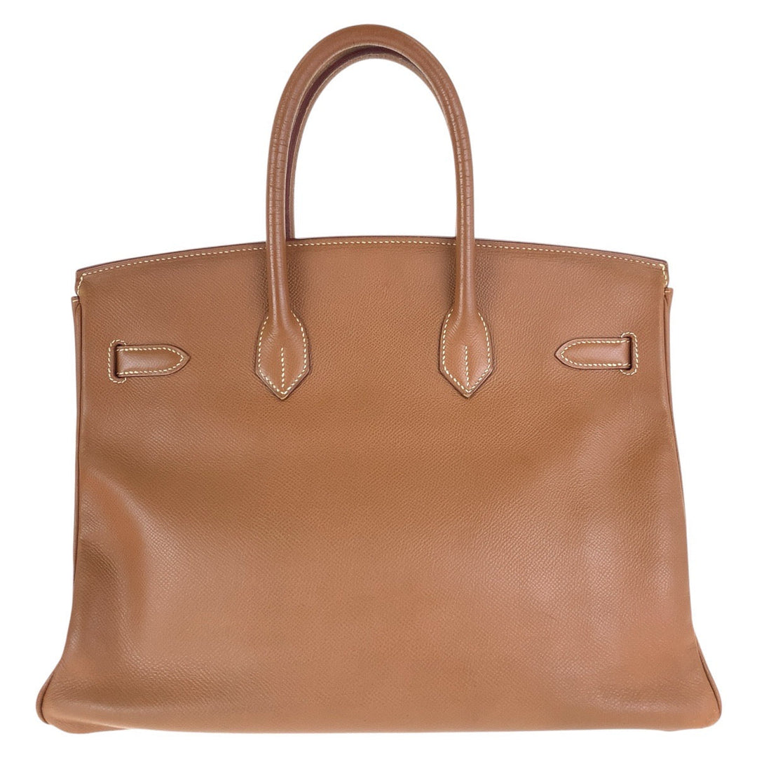 HERMES Handbag Courchevel Gold Brown Gold Metal Handbag Tote Bag Birkin 35 Women Used Authentic