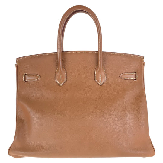 HERMES Handbag Courchevel Gold Brown Gold Metal Handbag Tote Bag Birkin 35 Women Used Authentic