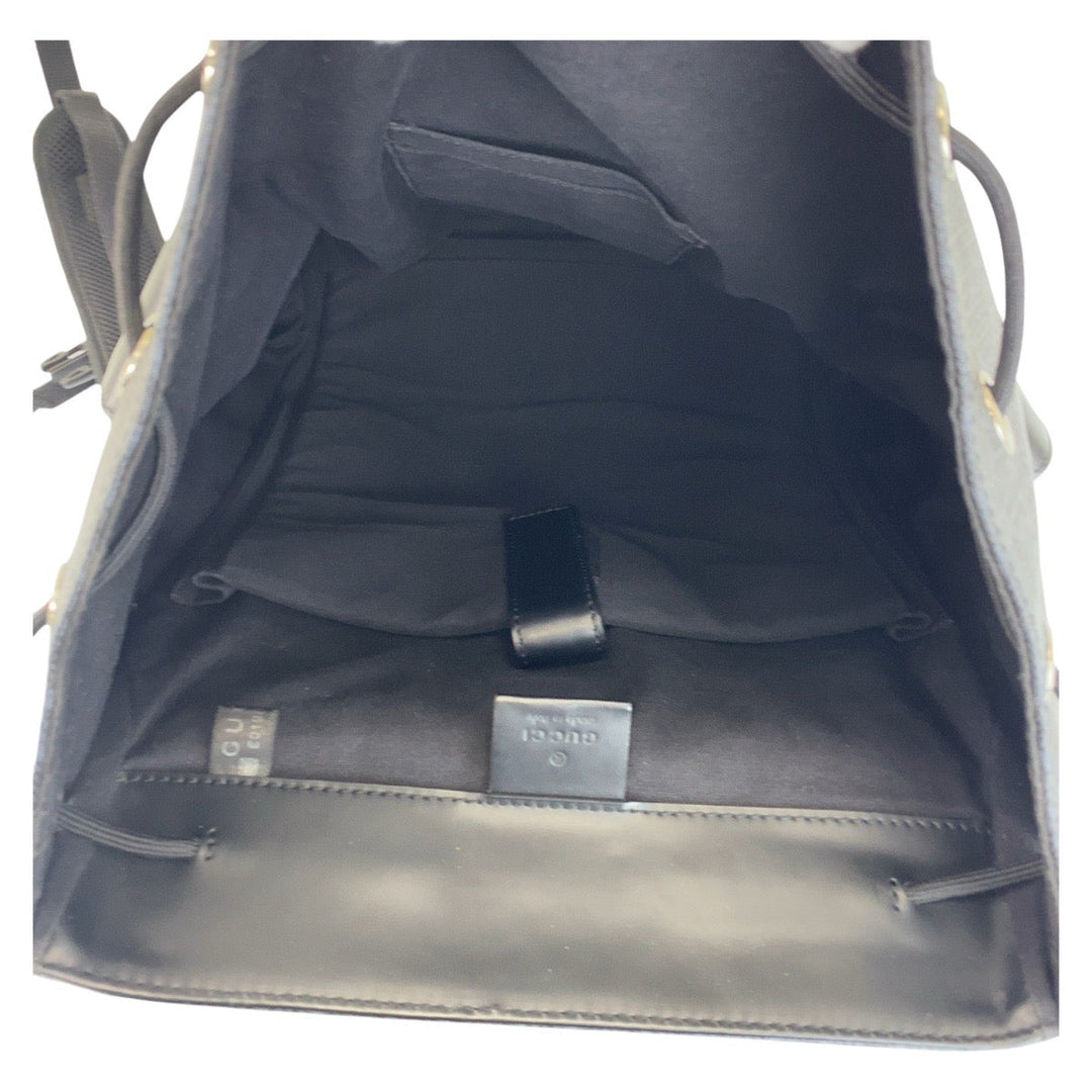 GUCCI Backpack 495563 GG Supreme canvas, leather Black SilverMetal Backpack Backpack Sherry line mens Used Authentic