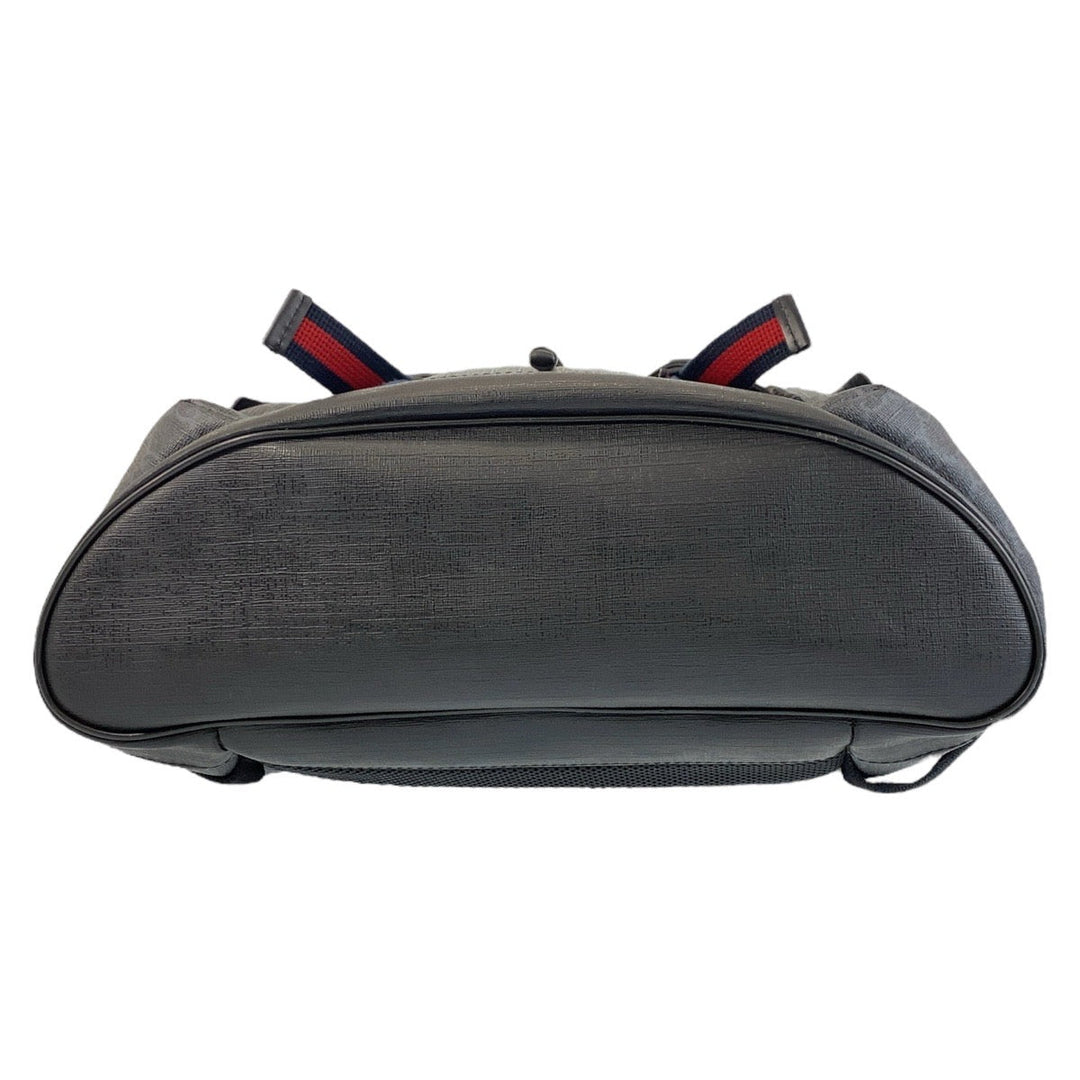 GUCCI Backpack 495563 GG Supreme canvas, leather Black SilverMetal Backpack Backpack Sherry line mens Used Authentic