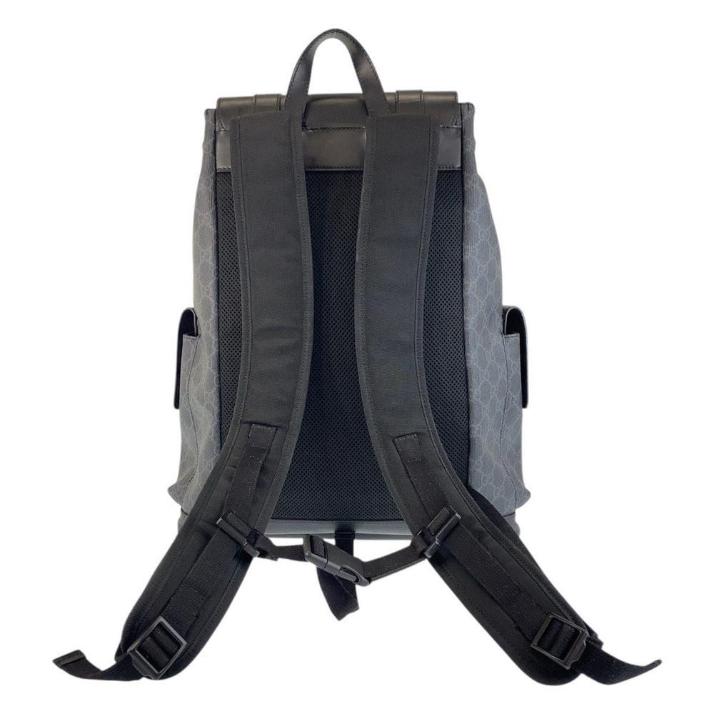 GUCCI Backpack 495563 GG Supreme canvas, leather Black SilverMetal Backpack Backpack Sherry line mens Used Authentic