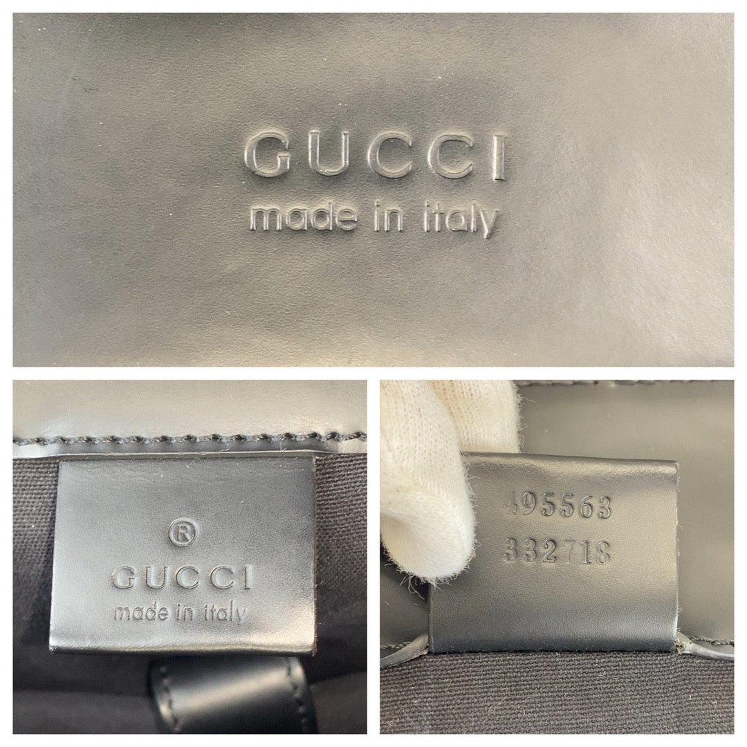 GUCCI Backpack 495563 GG Supreme canvas, leather Black SilverMetal Backpack Backpack Sherry line mens Used Authentic