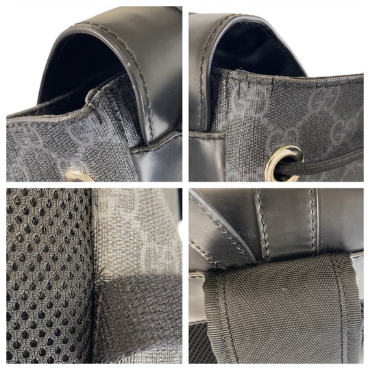 GUCCI Backpack 495563 GG Supreme canvas, leather Black SilverMetal Backpack Backpack Sherry line mens Used Authentic
