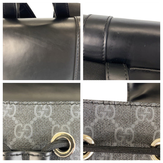 GUCCI Backpack 495563 GG Supreme canvas, leather Black SilverMetal Backpack Backpack Sherry line mens Used Authentic