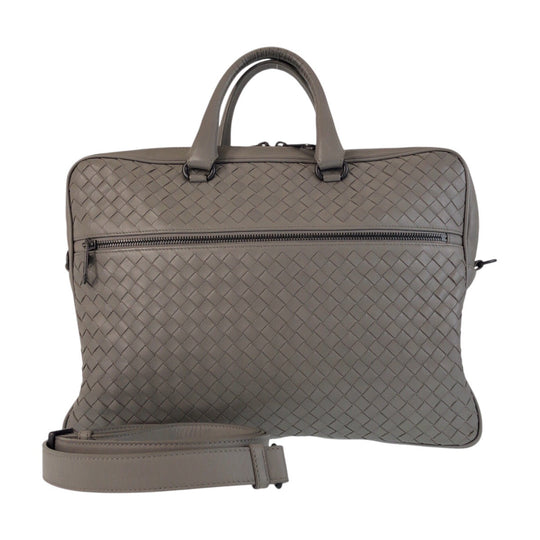 BOTTEGAVENETA Business bag leather gray INTRECCIATO