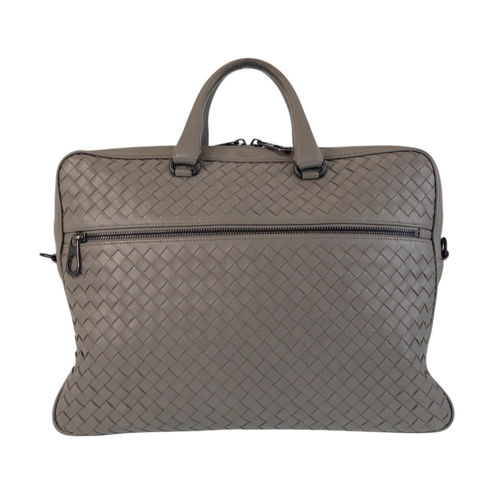 BOTTEGAVENETA Business bag leather gray INTRECCIATO