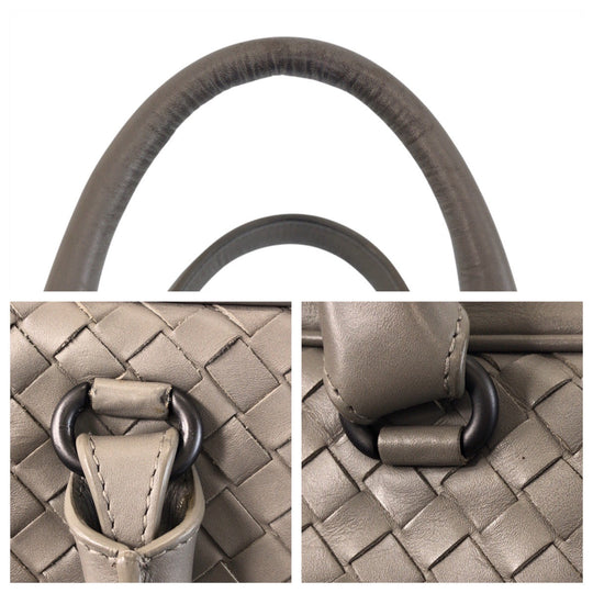 BOTTEGAVENETA Business bag leather gray INTRECCIATO