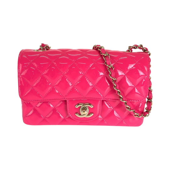 CHANEL Shoulder Bag A69900 Patent leather Pink Gold Metal Matrasse single flap COCO Mark Turnlock