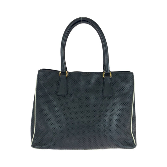 PRADA Tote Bag BN1875 leather black Safiano punching Triangle With logo