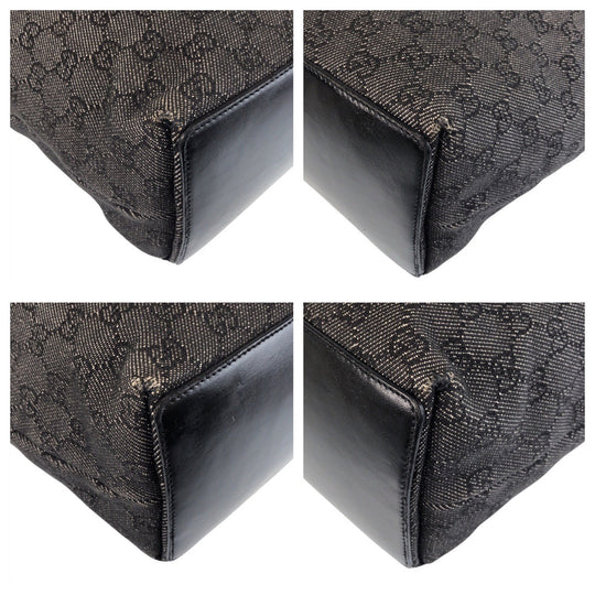 GUCCI Tote Bag 31243 GG canvas, leather Black black Tote Bag Shoulder Bag Women Used Authentic