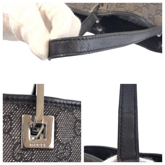 GUCCI Tote Bag 31243 GG canvas, leather Black black Tote Bag Shoulder Bag Women Used Authentic