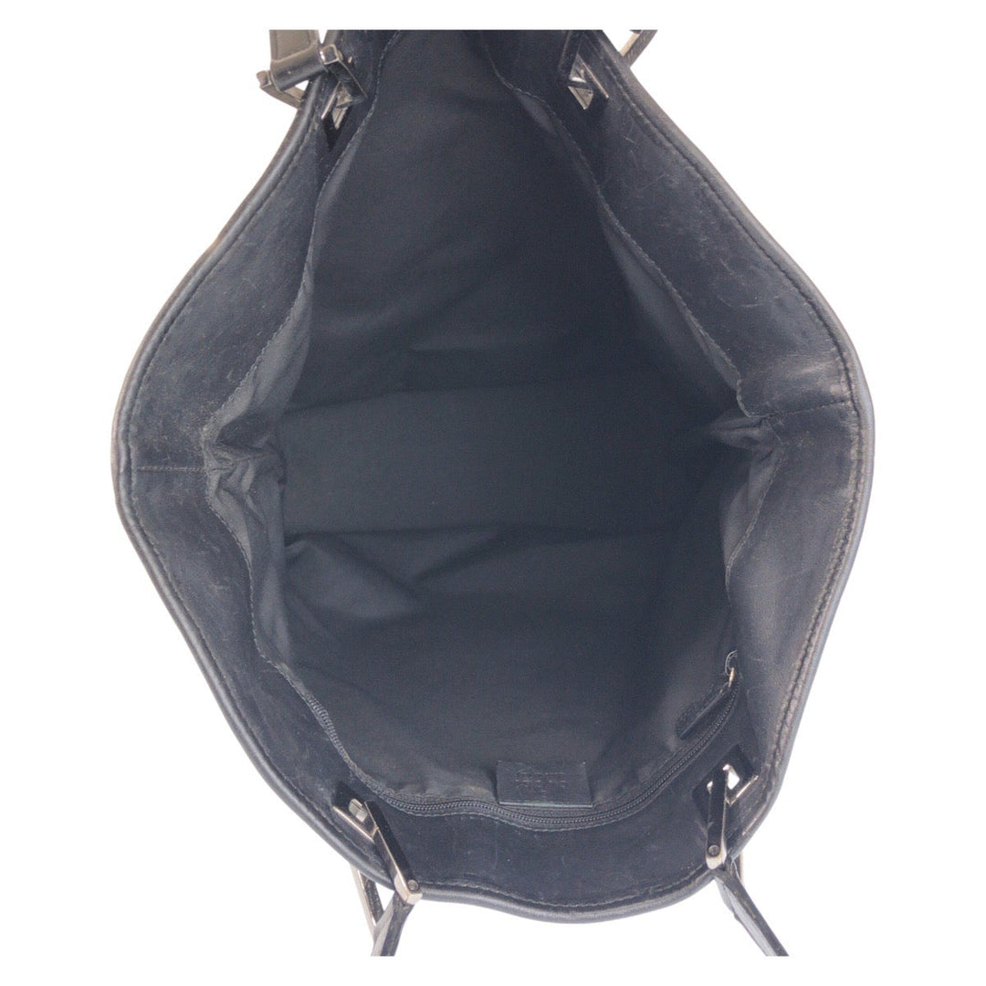 GUCCI Tote Bag 31243 GG canvas, leather Black black Tote Bag Shoulder Bag Women Used Authentic
