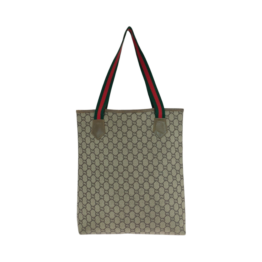 GUCCI Tote Bag GG Supreme Canvas beige Old Gucci Shelly Line GG plus