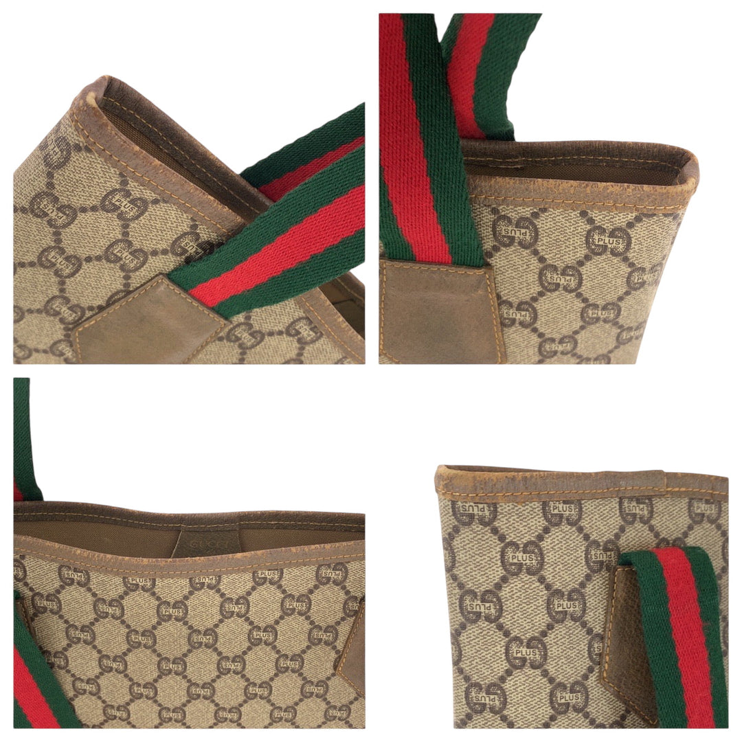 GUCCI Tote Bag GG Supreme Canvas beige Old Gucci Shelly Line GG plus