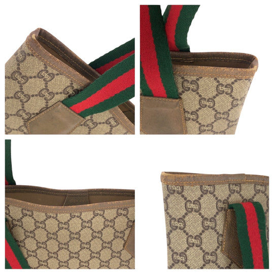 GUCCI Tote Bag GG Supreme Canvas beige Old Gucci Shelly Line GG plus