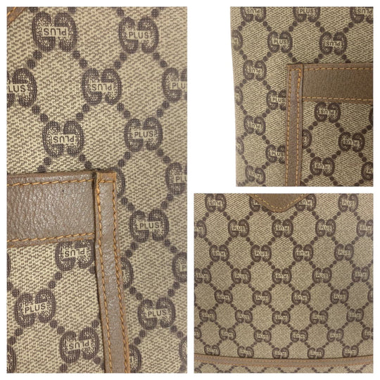GUCCI Tote Bag GG Supreme Canvas beige Old Gucci Shelly Line GG plus