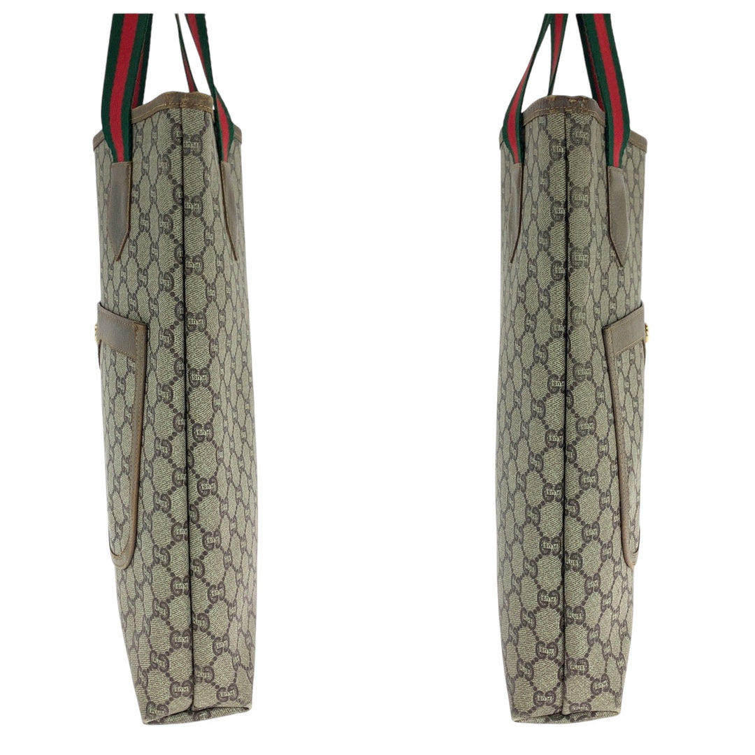GUCCI Tote Bag GG Supreme Canvas beige Old Gucci Shelly Line GG plus