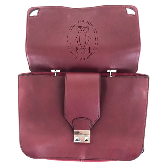 CARTIER Handbag leather wine-red Marcello de Cartier Satchel bag