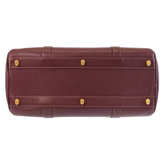 CARTIER Handbag leather Bordeaux Gold Metal Must Line