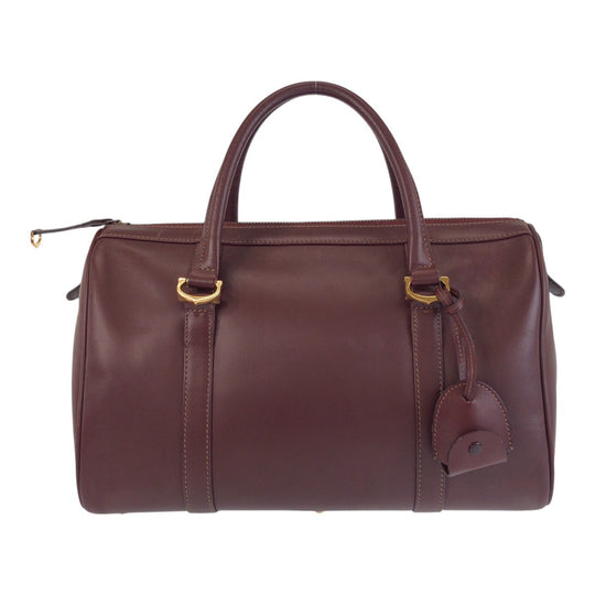 CARTIER Handbag leather Bordeaux Gold Metal Must Line