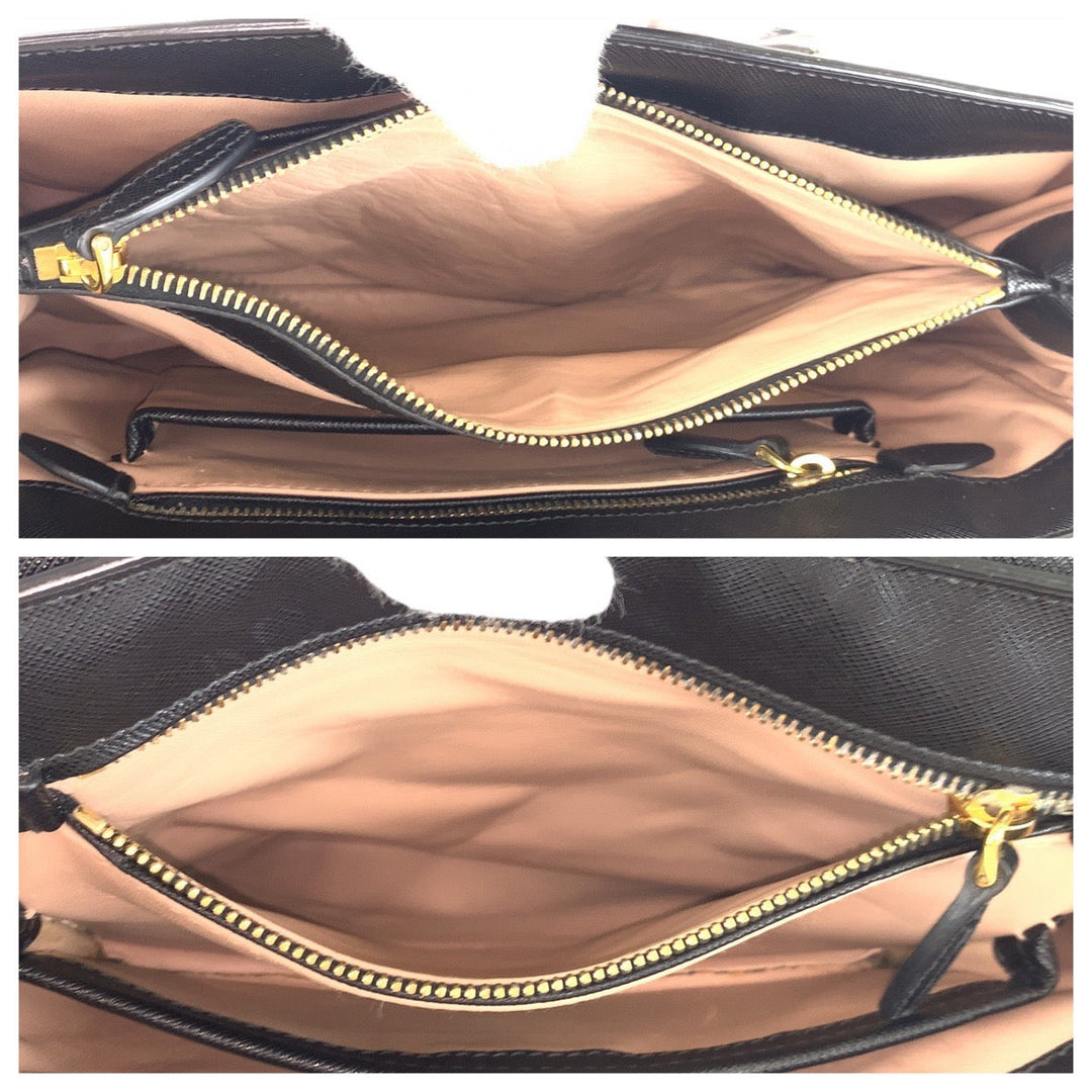 PRADA Handbag leather Black GoldMetal Safiano