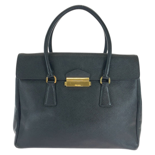 PRADA Handbag leather Black GoldMetal Safiano