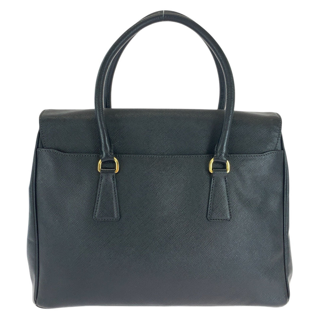 PRADA Handbag leather Black GoldMetal Safiano