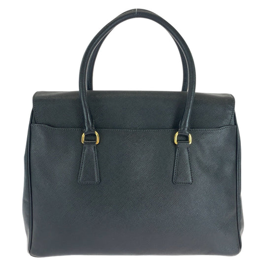 PRADA Handbag leather Black GoldMetal Safiano