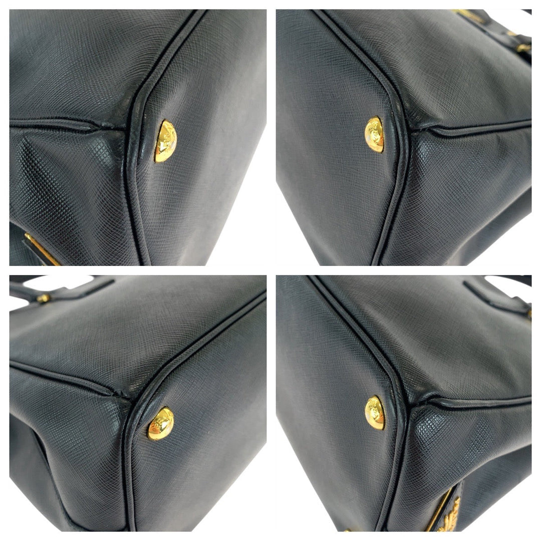 PRADA Handbag leather Black GoldMetal Safiano