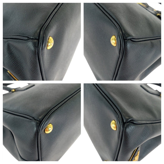 PRADA Handbag leather Black GoldMetal Safiano