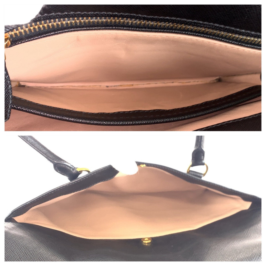 PRADA Handbag leather Black GoldMetal Safiano