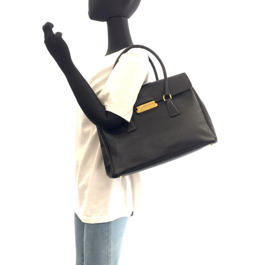 PRADA Handbag leather Black GoldMetal Safiano