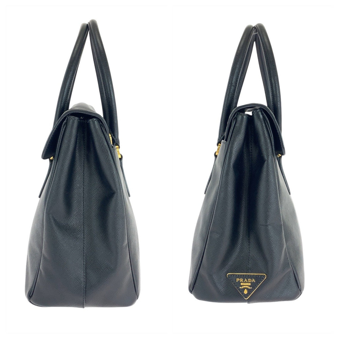 PRADA Handbag leather Black GoldMetal Safiano