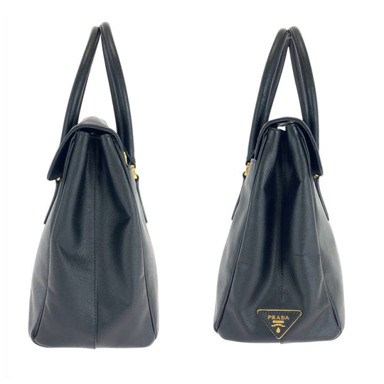 PRADA Handbag leather Black GoldMetal Safiano