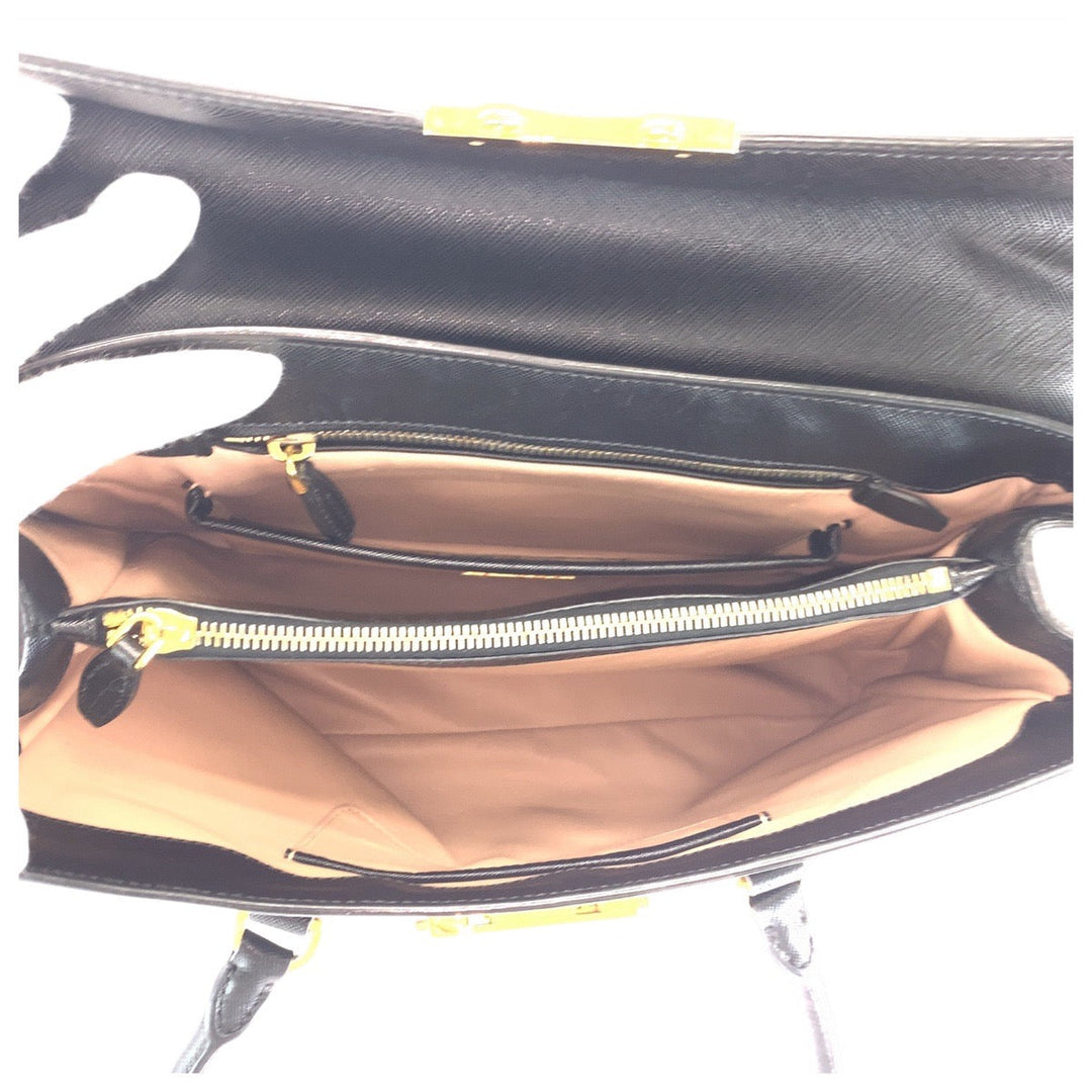PRADA Handbag leather Black GoldMetal Safiano