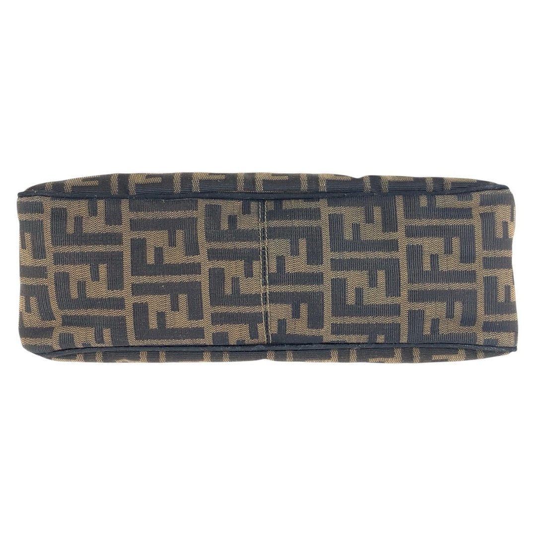 FENDI Shoulder Bag canvas Brown Gold Metal Zucca