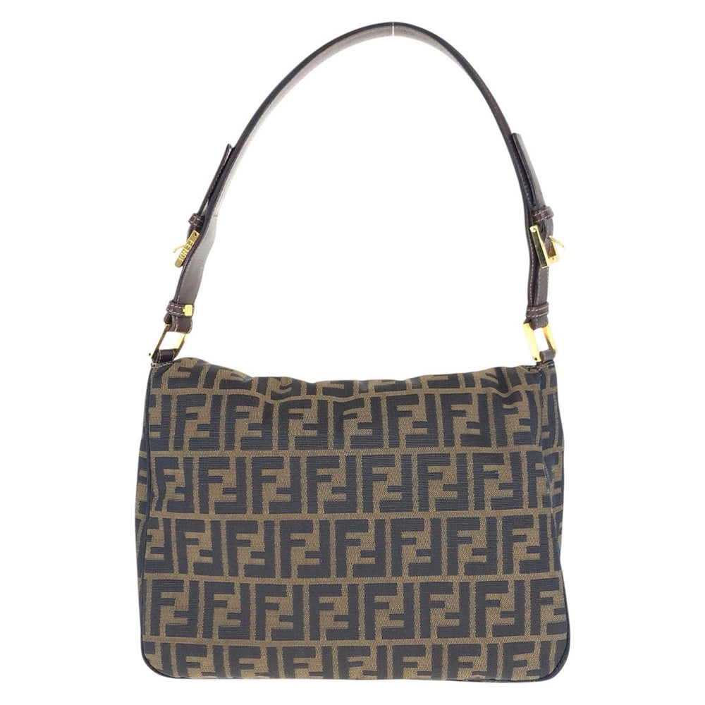 FENDI Shoulder Bag canvas Brown Gold Metal Zucca