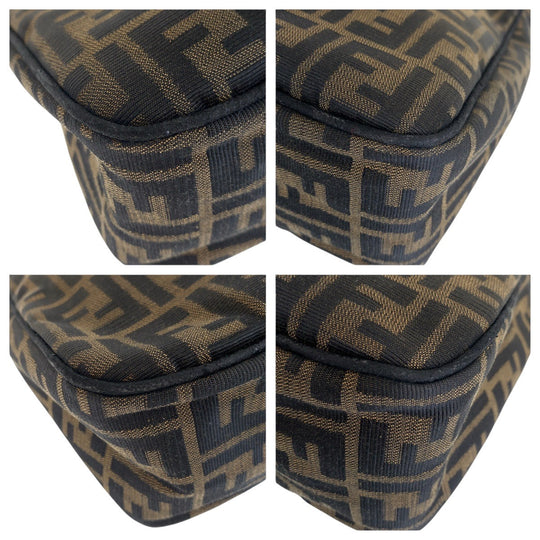 FENDI Shoulder Bag canvas Brown Gold Metal Zucca